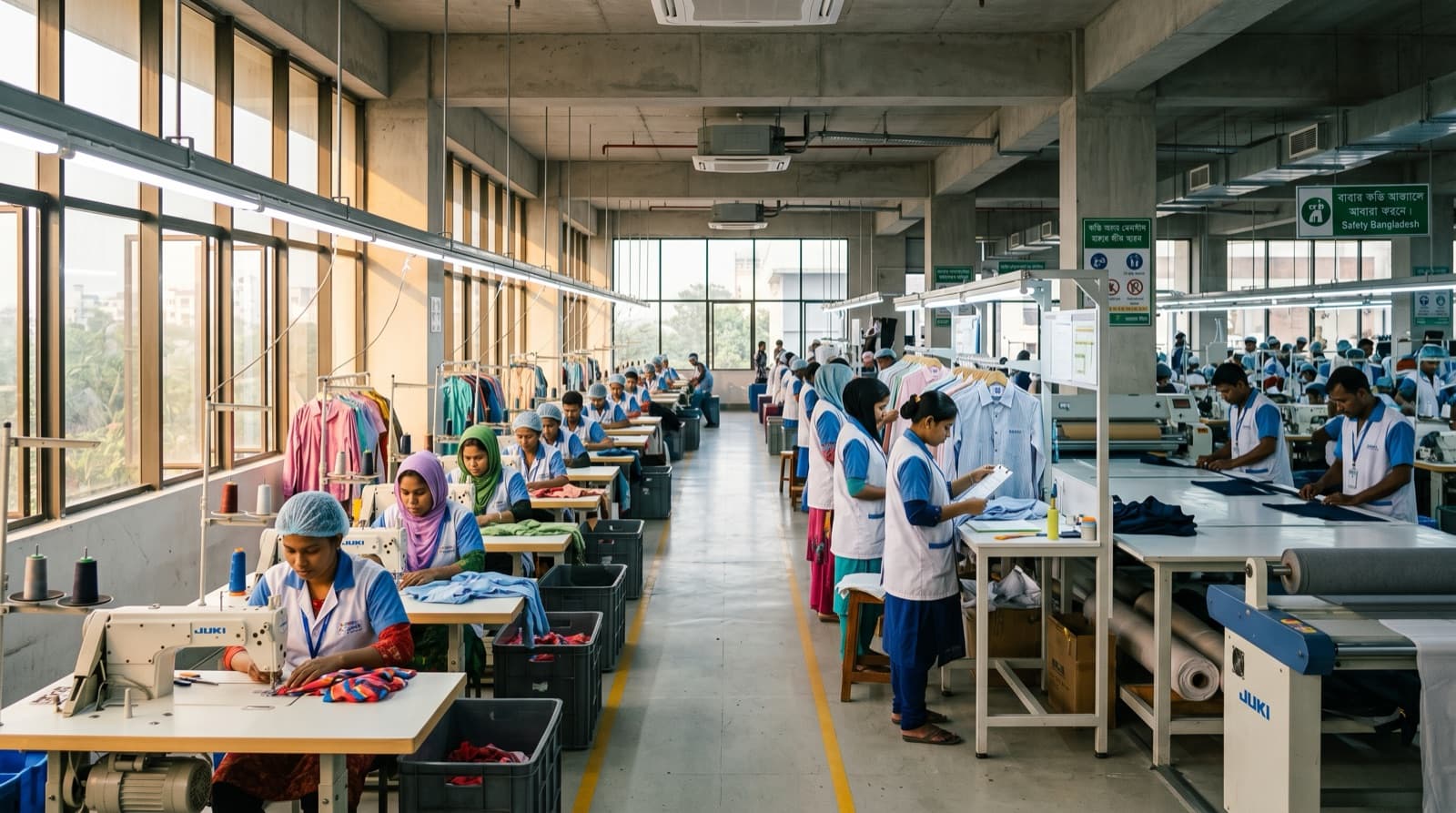 Modern textile factory floor used for Merch Maverick production