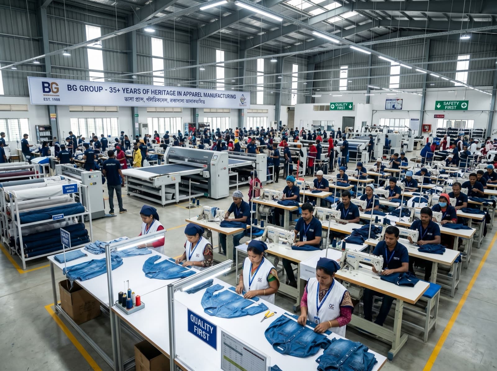 Bangladesh textile production line used in the Merch Maverick workflow